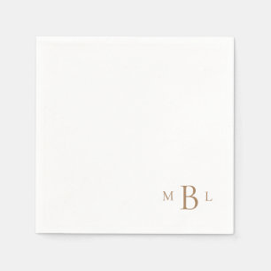 Corner Gold Monogram Simple Cocktail Napkins