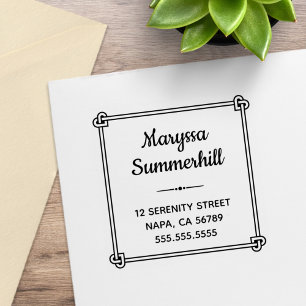 Corner Heart Shaped Knot Frame Address Rubber Stamp