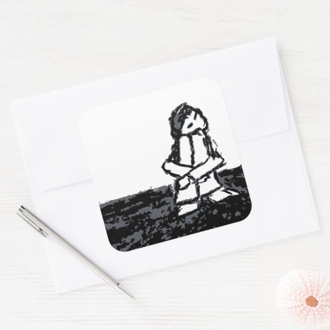 corner kid square sticker (Envelope)