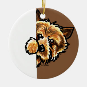 Corner Norwich Terrier Ceramic Ornament
