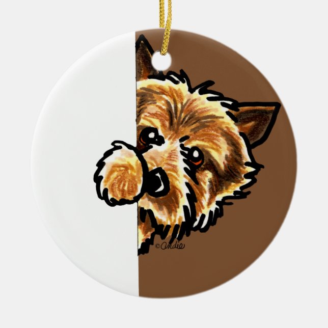 Corner Norwich Terrier Ceramic Ornament (Front)