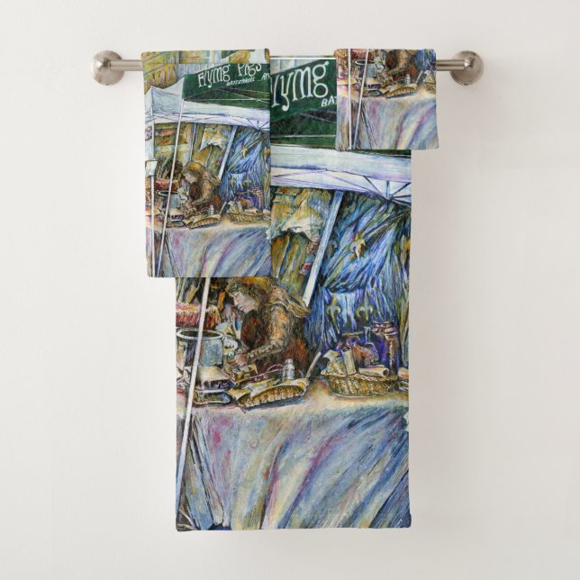 Corner of Flying Pig and Wine A Bit Bath Towel Set (Insitu)