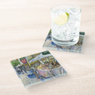 Corner of Flying Pig Farm and Wine a Bit. Glass Coaster