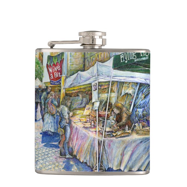 Corner of Flying Pig Farm and Wine a Bit. Hip Flask (Front)