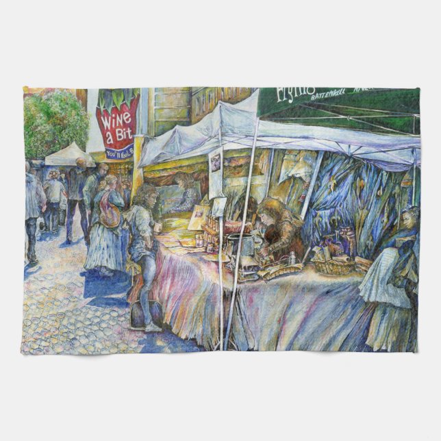 Corner of Flying Pig Farm and Wine a Bit. Kitchen Towel (Horizontal)