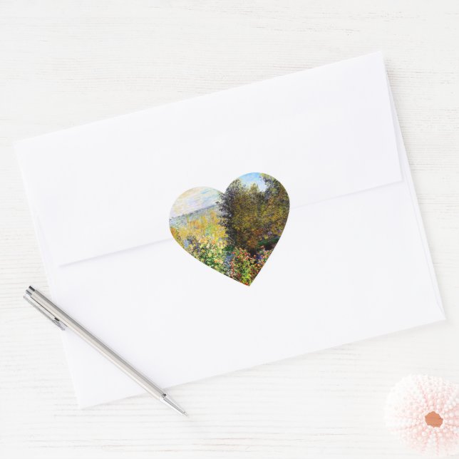 Corner of Garden at Montgeron Heart Sticker (Envelope)