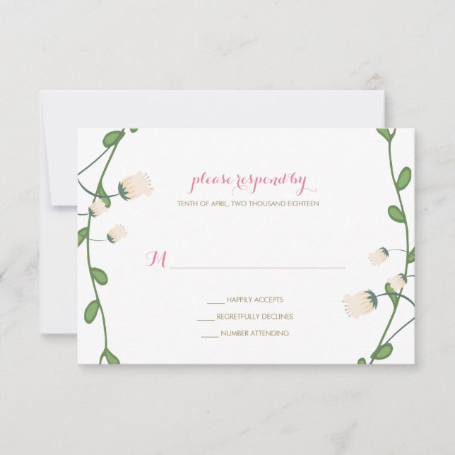 Corner Peony Wedding RSVP Card (Front)