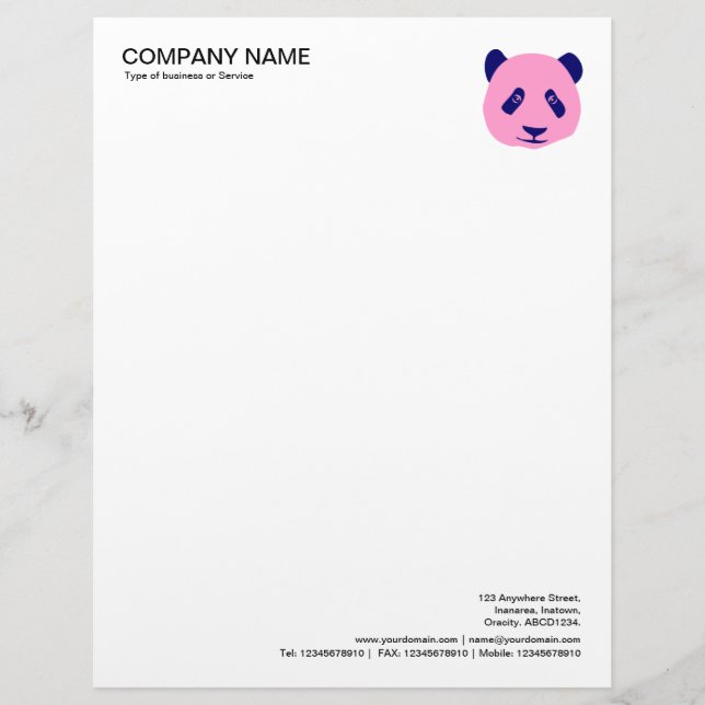 Corner Photo - Panda - Pink Letterhead (Front)