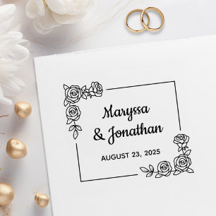 Corner Rose Flowers Bouquet Wedding Anniversary Rubber Stamp
