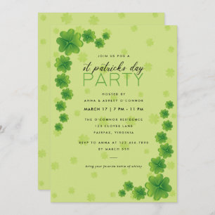 Corner Shamrocks Green St. Patrick's Day  Invitation