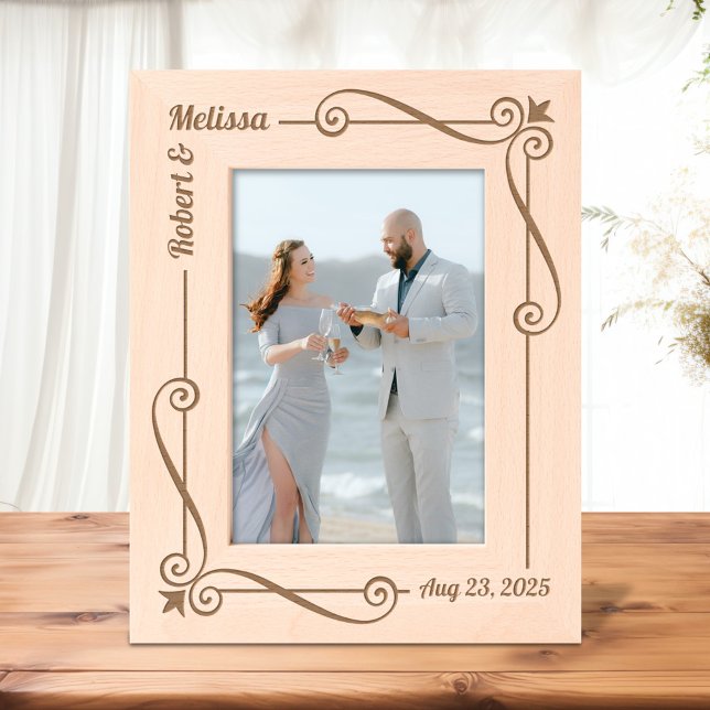 Corner Swirls Frame Couple Wedding Anniversary 5x7 (Creator Uploaded)