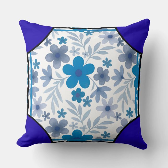 Cornerstone Blossom Indigo Throw Pillow (Front)