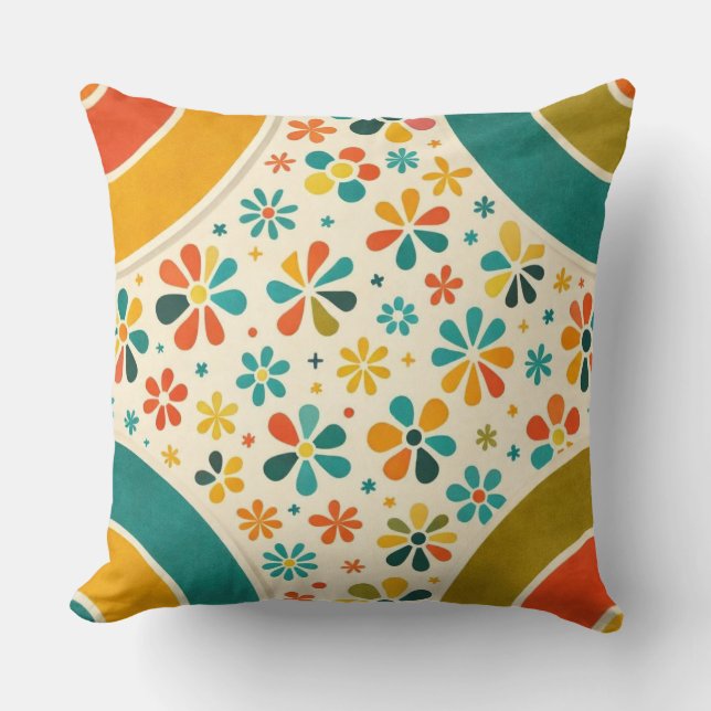 Cornerstone Blossom Mid‑Century Throw Pillow (Front)