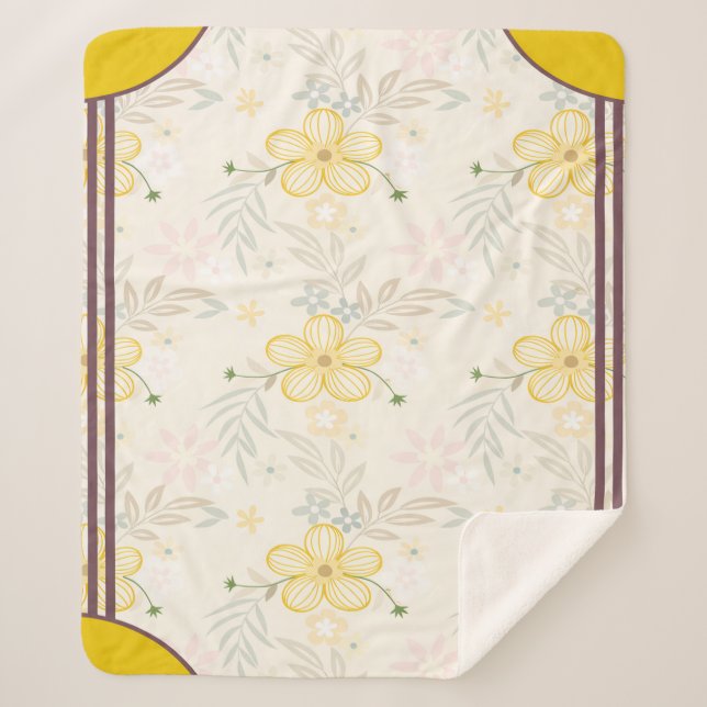 Cornerstone Blossom Olive Sherpa Blanket (Front)