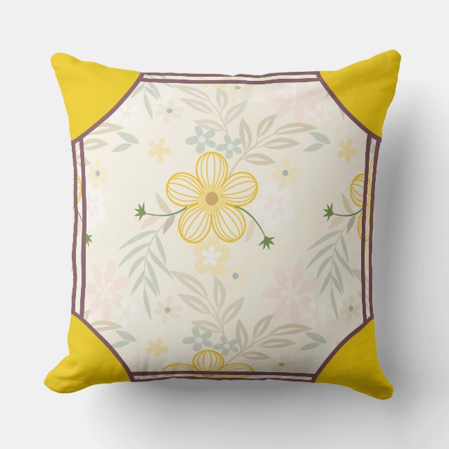 Cornerstone Blossom Olive Throw Pillow (Front)