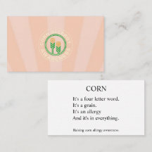 Cornes dans tout Allergy Awareness Carte d'appel