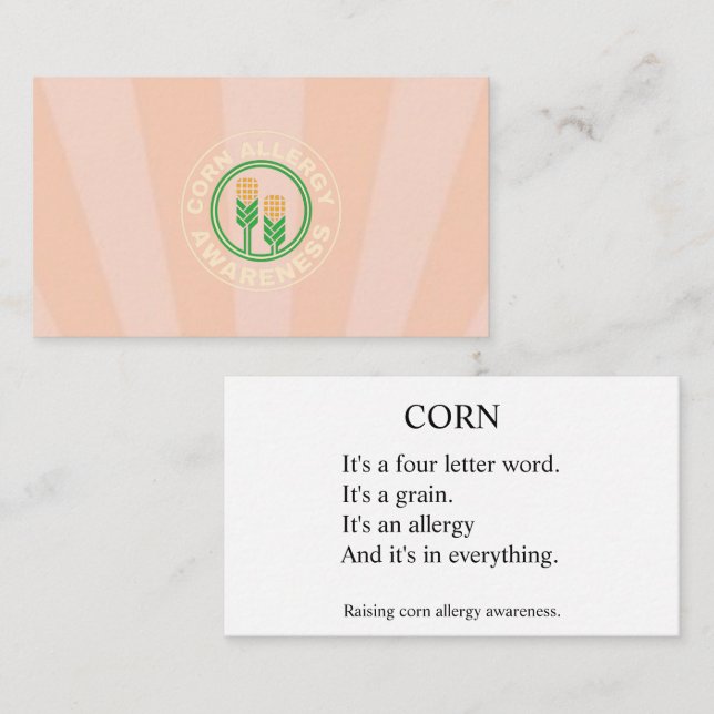 Cornes dans tout Allergy Awareness Carte d'appel (Devant / Derrière)