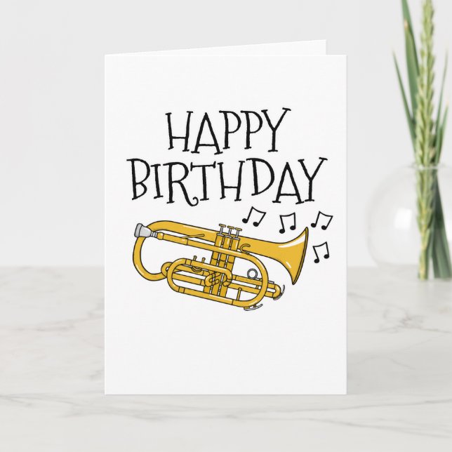 Cornet Birthday Card Cornetist Brass Musician (Front)