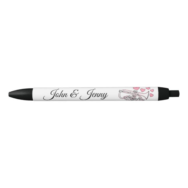 Cornet Musician Custom Wedding Favour Gift Black Ink Pen (Front)