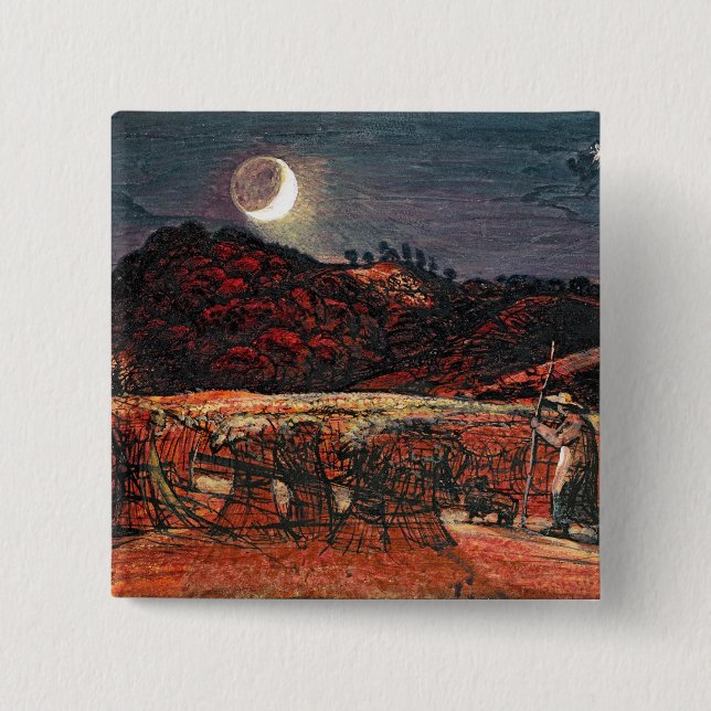 Cornfield by Moonlight, 1830 2 Inch Square Button (Front)