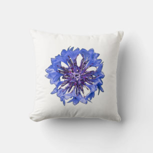 Cornflower, bachelor button throw pillow