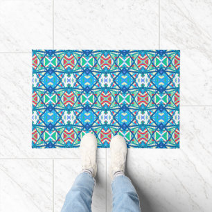 Cornflower Balanced Harmony Colours Abstract Lines Doormat