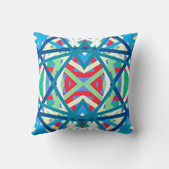 Cornflower Balanced Harmony Colours Abstract Lines Throw Pillow (Back)