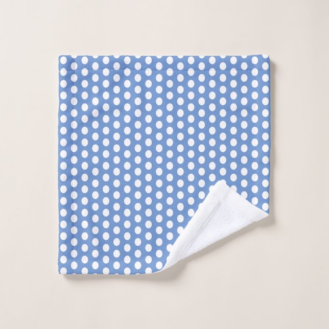 Cornflower Bleu et blanc Bulles modernes Points (Gant de toilette)