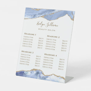 Cornflower Blue Agate Beauty Salon Price List Pedestal Sign