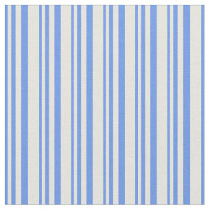 Cornflower Blue and Beige Lines/Stripes Pattern Fabric