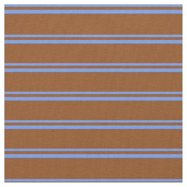 Cornflower Blue and Brown Coloured Pattern Fabric (Close Up)