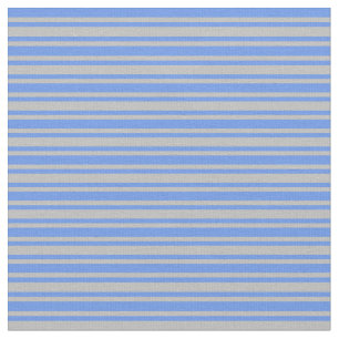 Cornflower Blue and Grey Coloured Stripes Fabric