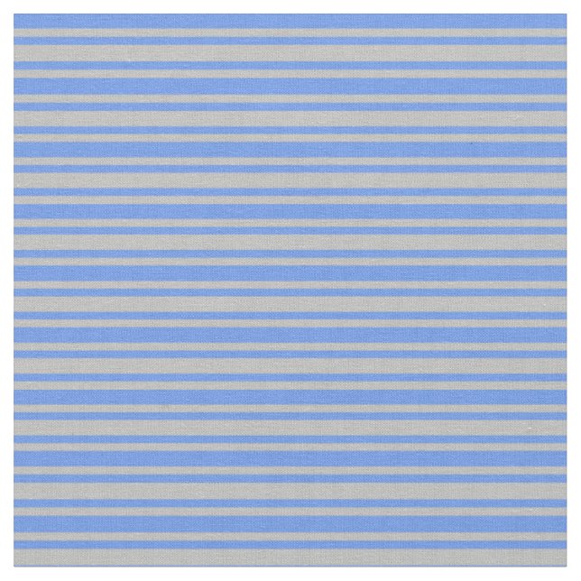 Cornflower Blue and Grey Coloured Stripes Fabric (Close Up)