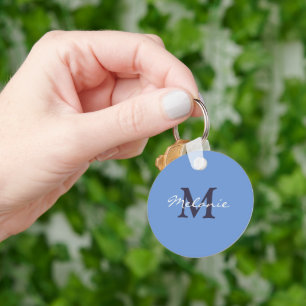 Cornflower Blue and Indigo Personalized Monogram Keychain