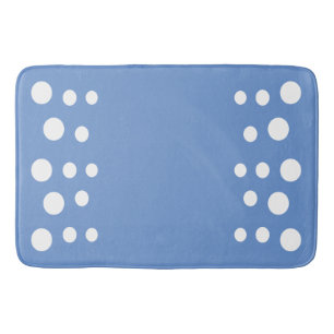 Cornflower Blue and white Modern Bubbles Dots Bath Mat