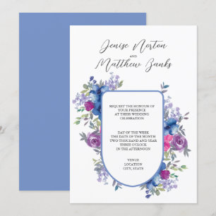 Cornflower Blue and White Wedding Invitation