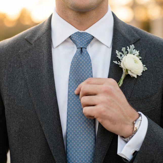 Cornflower Blue Antique Ivory Micro Foulard Tie (Creator Uploaded)
