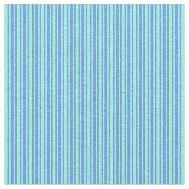 Cornflower Blue & Aquamarine Striped Pattern Fabric (Close Up)