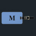 Cornflower Blue Black Monogram Initial Gift Favour Luggage Tag<br><div class="desc">Monogrammed initial and also personal details like name,  address,  phone number and email all of which you can edit. Designed with simple,  elegant and trendy blue and black background,  you can change the colour if you wish.</div>