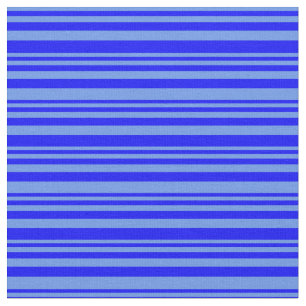 Cornflower Blue & Blue Coloured Lines Pattern Fabric
