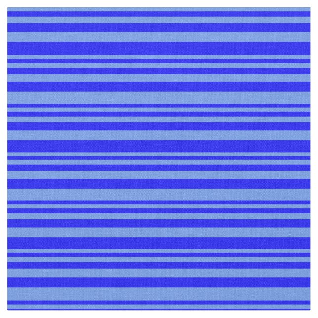 Cornflower Blue & Blue Coloured Lines Pattern Fabric (Close Up)