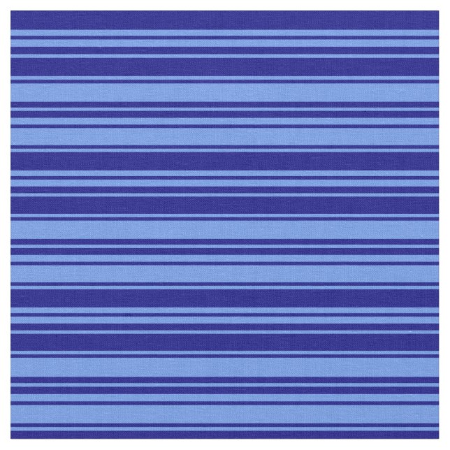 Cornflower Blue & Blue Stripes/Lines Pattern Fabric (Close Up)