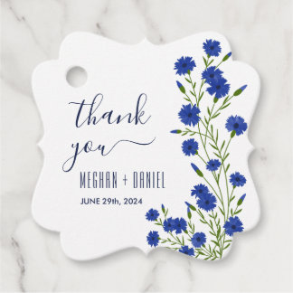 Cornflower Blue Botanical Wedding Favour Tags
