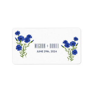 Cornflower Blue Botanical Wedding Label