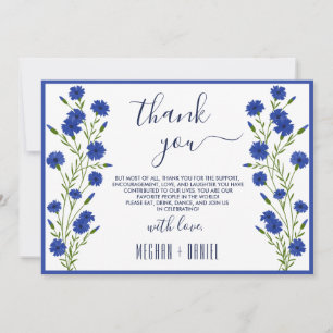 Cornflower Blue Botanical Wedding Thank you Invitation
