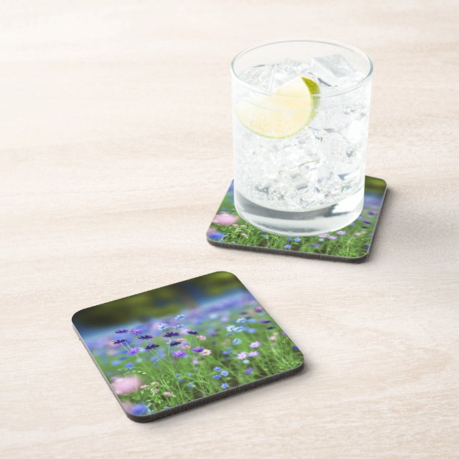 Cornflower Blue Cork Coaster (Right Side)