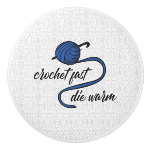 Cornflower Blue Crochet Fast, Die Warm Ceramic Knob