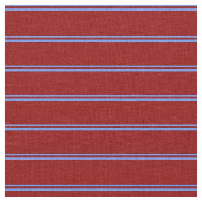 Cornflower Blue & Dark Red Coloured Pattern Fabric (Close Up)