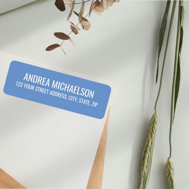 Cornflower Blue Elegant Calligraphy Return Address (Creator Uploaded)