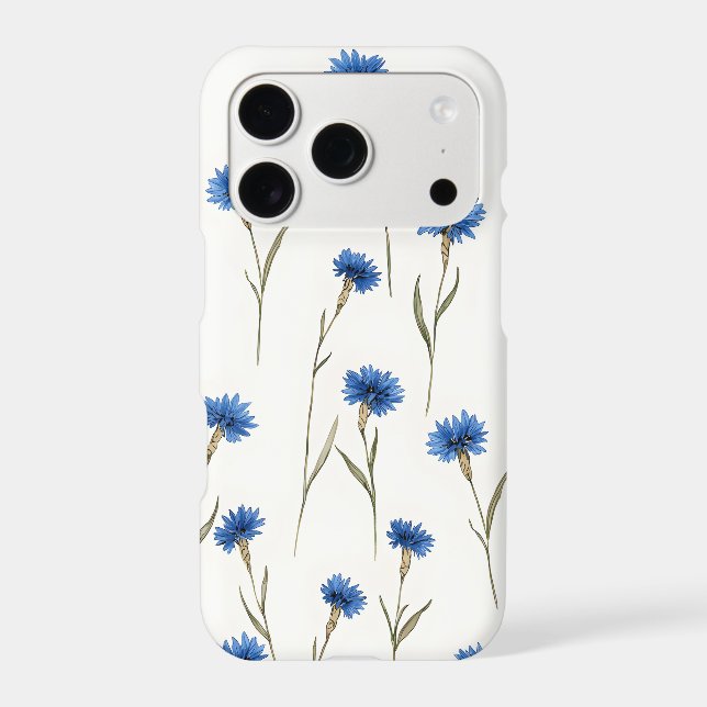 Cornflower Blue Floral Pattern iPhone Case (Back)